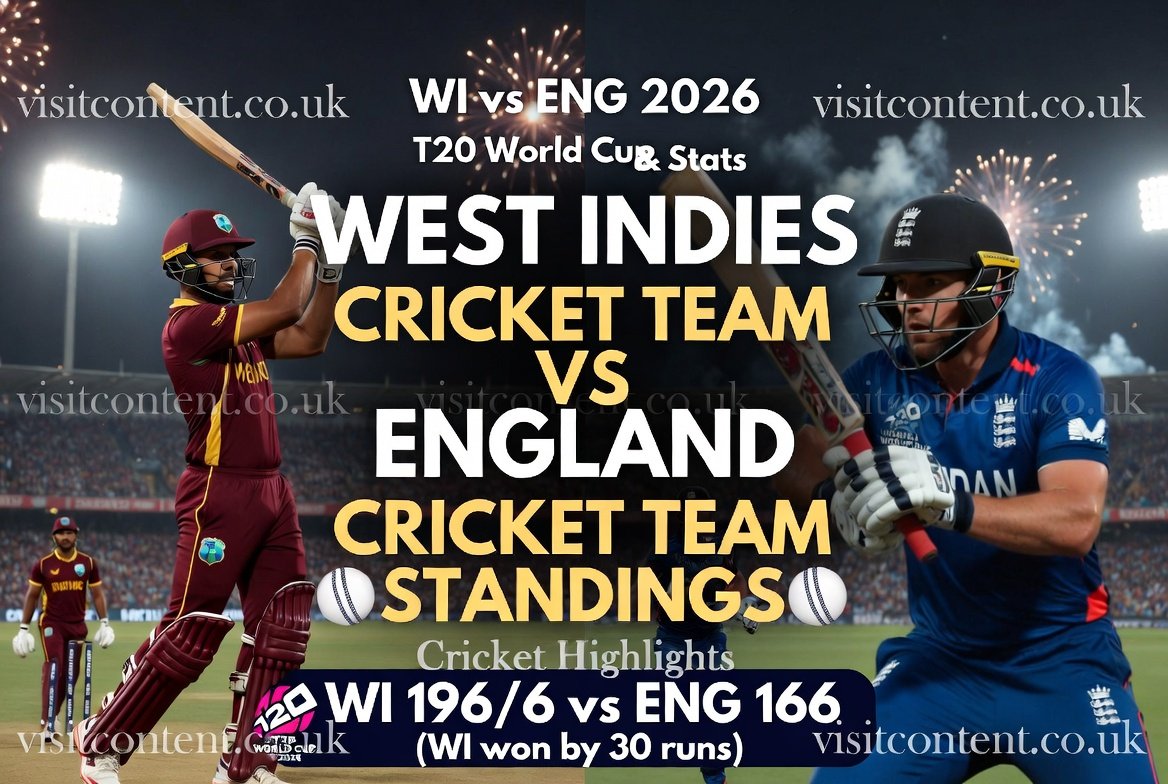 west indies cricket team vs england cricket team standings